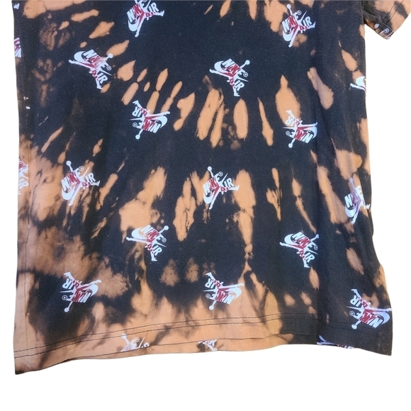 Jordan Nike Air black brown reverse bleach tye Dye short-sleeved crew-neck shirt - Picture 4 of 9